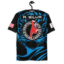 Carregar imagem no visualizador da galeria, World Martial Arts Academy Blue Tiger Print Jersey - Custom Name: A. Silva