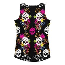Load image into Gallery viewer, Flower Skull Black Sublimation Cut & Sew Tank Top