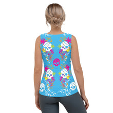 Load image into Gallery viewer, Flower Skull Blue Sublimation Cut & Sew Tank Top