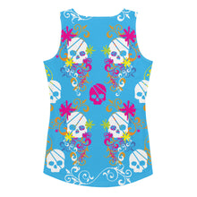 Load image into Gallery viewer, Flower Skull Blue Sublimation Cut & Sew Tank Top