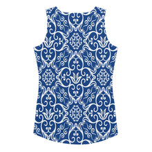 Load image into Gallery viewer, Blue Flower Sublimation Cut & Sew Tank Top