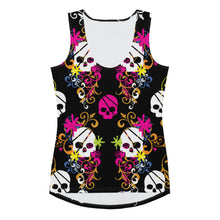 Load image into Gallery viewer, Flower Skull Black Sublimation Cut & Sew Tank Top