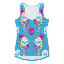 Load image into Gallery viewer, Flower Skull Blue Sublimation Cut & Sew Tank Top