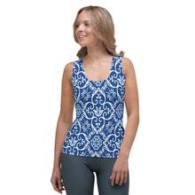 Load image into Gallery viewer, Blue Flower Sublimation Cut & Sew Tank Top