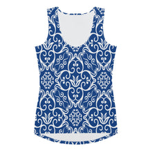 Load image into Gallery viewer, Blue Flower Sublimation Cut & Sew Tank Top