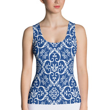 Load image into Gallery viewer, Blue Flower Sublimation Cut & Sew Tank Top