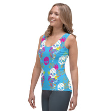 Load image into Gallery viewer, Flower Skull Blue Sublimation Cut & Sew Tank Top