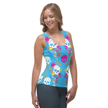 Load image into Gallery viewer, Flower Skull Blue Sublimation Cut & Sew Tank Top