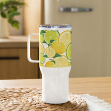 Load image into Gallery viewer, Lemon Lime Travel mug with a handle