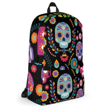 Load image into Gallery viewer, Floral Skull Black Seastorm Apparel Backpack