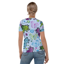 Load image into Gallery viewer, Seastorm Apparel Blue Floral Butterflies Women's T-shirt