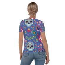 Load image into Gallery viewer, Floral Skull Mariner Seastorm Apparel Women's T-shirt