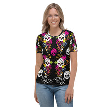 Load image into Gallery viewer, Flower Skull Black Seastorm Apparel Women's T-shirt