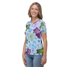 Load image into Gallery viewer, Seastorm Apparel Blue Floral Butterflies Women's T-shirt
