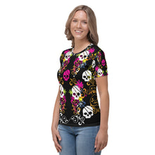 Load image into Gallery viewer, Flower Skull Black Seastorm Apparel Women's T-shirt