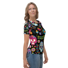 Cargar imagen en el visor de la galería, Floral Skull Black Seastorm Apparel Women's T-shirt