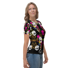 Load image into Gallery viewer, Flower Skull Black Seastorm Apparel Women's T-shirt