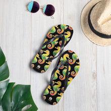 Carregar imagem no visualizador da galeria, Black Tropical Seahorse Flip-Flops - Seastorm Apparel Summer Collection