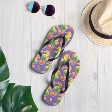 Carregar imagem no visualizador da galeria, Purple Tropical Seahorse Flip-Flops - Seastorm Apparel Summer Collection