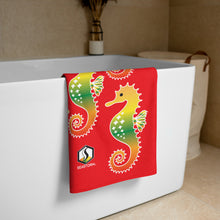 Carregar imagem no visualizador da galeria, Red Tropical Seahorse Towel - Seastorm Apparel Summer Collection