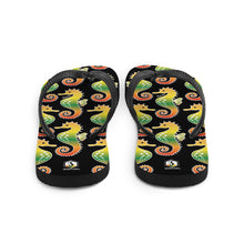Carregar imagem no visualizador da galeria, Black Tropical Seahorse Flip-Flops - Seastorm Apparel Summer Collection