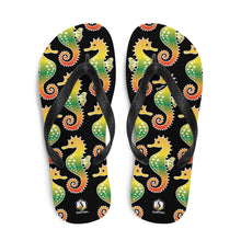 Carregar imagem no visualizador da galeria, Black Tropical Seahorse Flip-Flops - Seastorm Apparel Summer Collection