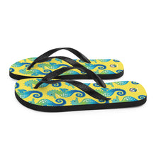 Carregar imagem no visualizador da galeria, Yellow Seahorse Flip-Flops - Seastorm Apparel Summer Collection