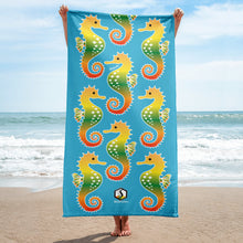 Načíst obrázek do prohlížeče Galerie, Blue Tropical Seahorse Towel - Seastorm Apparel Summer Collection