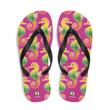 Carregar imagem no visualizador da galeria, Pink Tropical Seahorse Flip-Flops - Seastorm Apparel Summer Collection