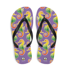 Carregar imagem no visualizador da galeria, Purple Tropical Seahorse Flip-Flops - Seastorm Apparel Summer Collection