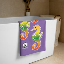 Carregar imagem no visualizador da galeria, Purple Tropical Seahorse Towel - Seastorm Apparel Summer Collection