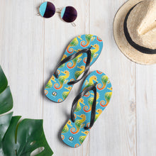 Carregar imagem no visualizador da galeria, Blue Tropical Seahorse Flip-Flops - Seastorm Apparel Summer Collection