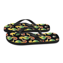 Carregar imagem no visualizador da galeria, Black Tropical Seahorse Flip-Flops - Seastorm Apparel Summer Collection