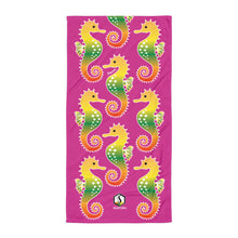 Carregar imagem no visualizador da galeria, Pink Tropical Seahorse Towel - Seastorm Apparel Summer Collection