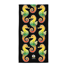 Carregar imagem no visualizador da galeria, Black Tropical Seahorse Towel - Seastorm Apparel Summer Collection