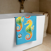Načíst obrázek do prohlížeče Galerie, Blue Tropical Seahorse Towel - Seastorm Apparel Summer Collection