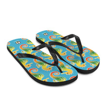 Carregar imagem no visualizador da galeria, Blue Tropical Seahorse Flip-Flops - Seastorm Apparel Summer Collection