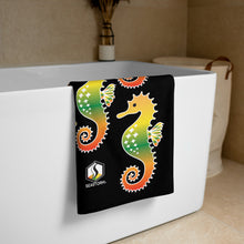 Carregar imagem no visualizador da galeria, Black Tropical Seahorse Towel - Seastorm Apparel Summer Collection