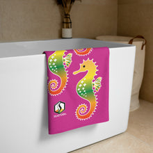 Carregar imagem no visualizador da galeria, Pink Tropical Seahorse Towel - Seastorm Apparel Summer Collection