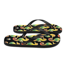 Carregar imagem no visualizador da galeria, Black Tropical Seahorse Flip-Flops - Seastorm Apparel Summer Collection