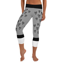 Load image into Gallery viewer, Gray Hearts - Capri Leggings