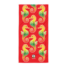 Carregar imagem no visualizador da galeria, Red Tropical Seahorse Towel - Seastorm Apparel Summer Collection