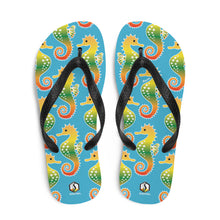 Carregar imagem no visualizador da galeria, Blue Tropical Seahorse Flip-Flops - Seastorm Apparel Summer Collection