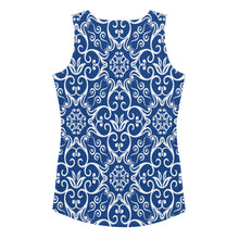 Load image into Gallery viewer, Blue Flower Sublimation Cut &amp; Sew Tank Top
