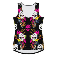 Load image into Gallery viewer, Flower Skull Black Sublimation Cut &amp; Sew Tank Top
