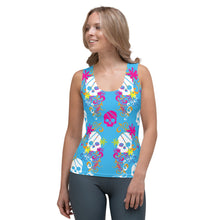 Load image into Gallery viewer, Flower Skull Blue Sublimation Cut &amp; Sew Tank Top

