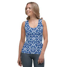 Load image into Gallery viewer, Blue Flower Sublimation Cut &amp; Sew Tank Top
