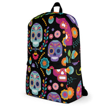 Load image into Gallery viewer, Floral Skull Black Seastorm Apparel Backpack
