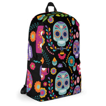 Load image into Gallery viewer, Floral Skull Black Seastorm Apparel Backpack
