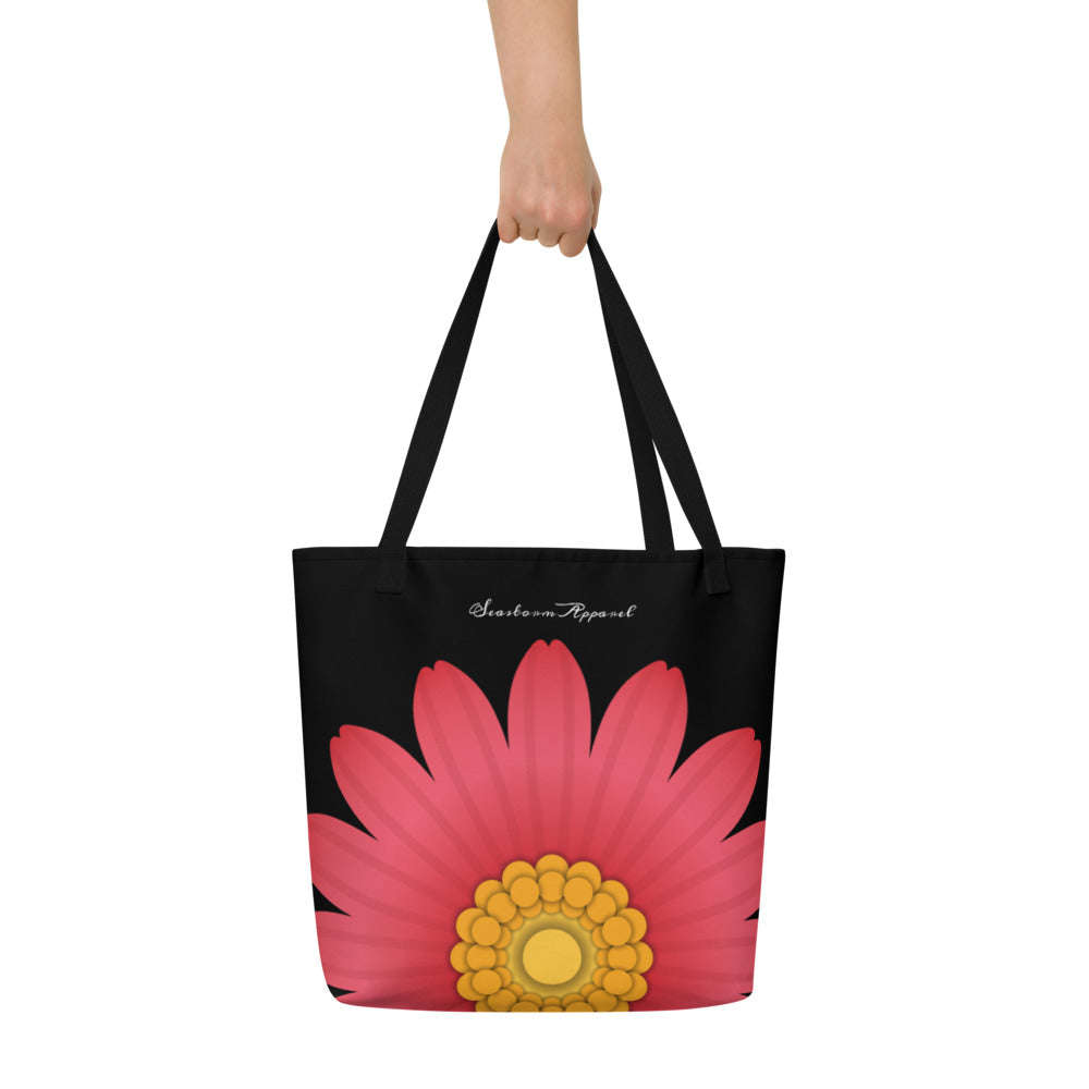 Flower Seastorm Apparel Black Beach Bag